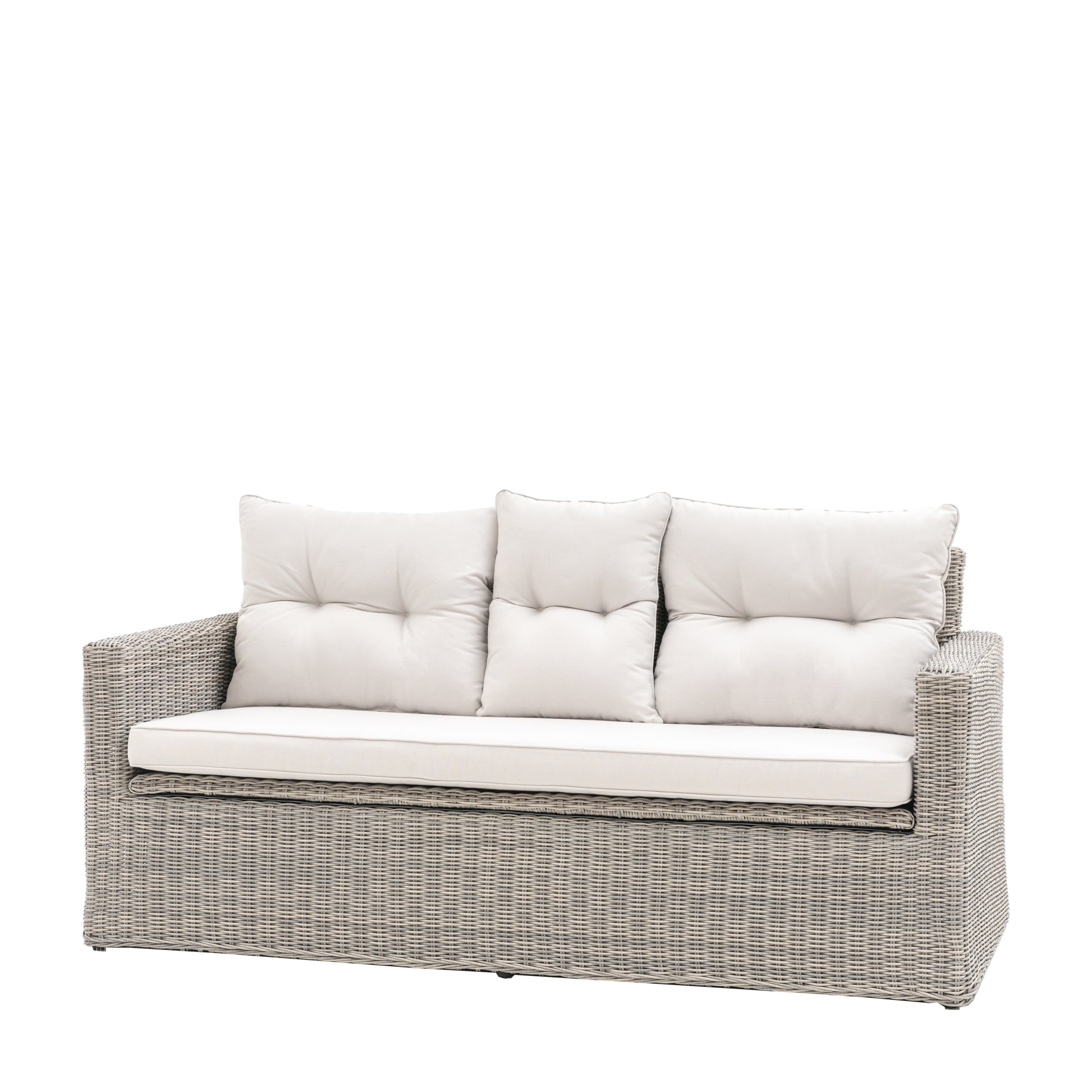 Gallery Garden Porto 2 Seat Storage Sofa features an under seat compartment with lift up seat, a padded seat cushion and 3 plush backrest cushions
