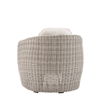 Gallery Garden Positano Armchair with a curved design, crafted from resilient woven plastic wicker for durability