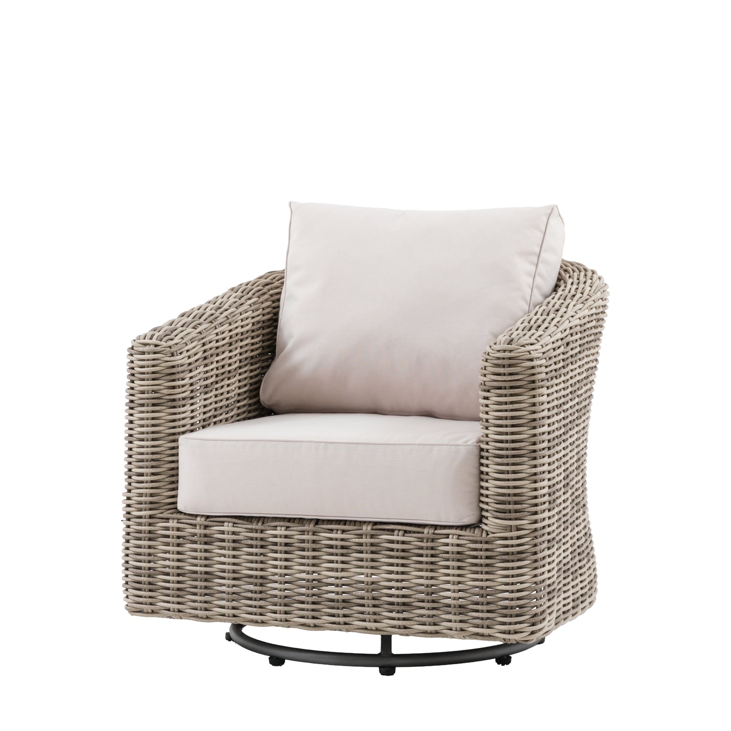 Gallery Garden Ragusa 360 Degree Swivel Chair constructed from a poly rattan and aluminium frame with extra thick cushions for substantial support