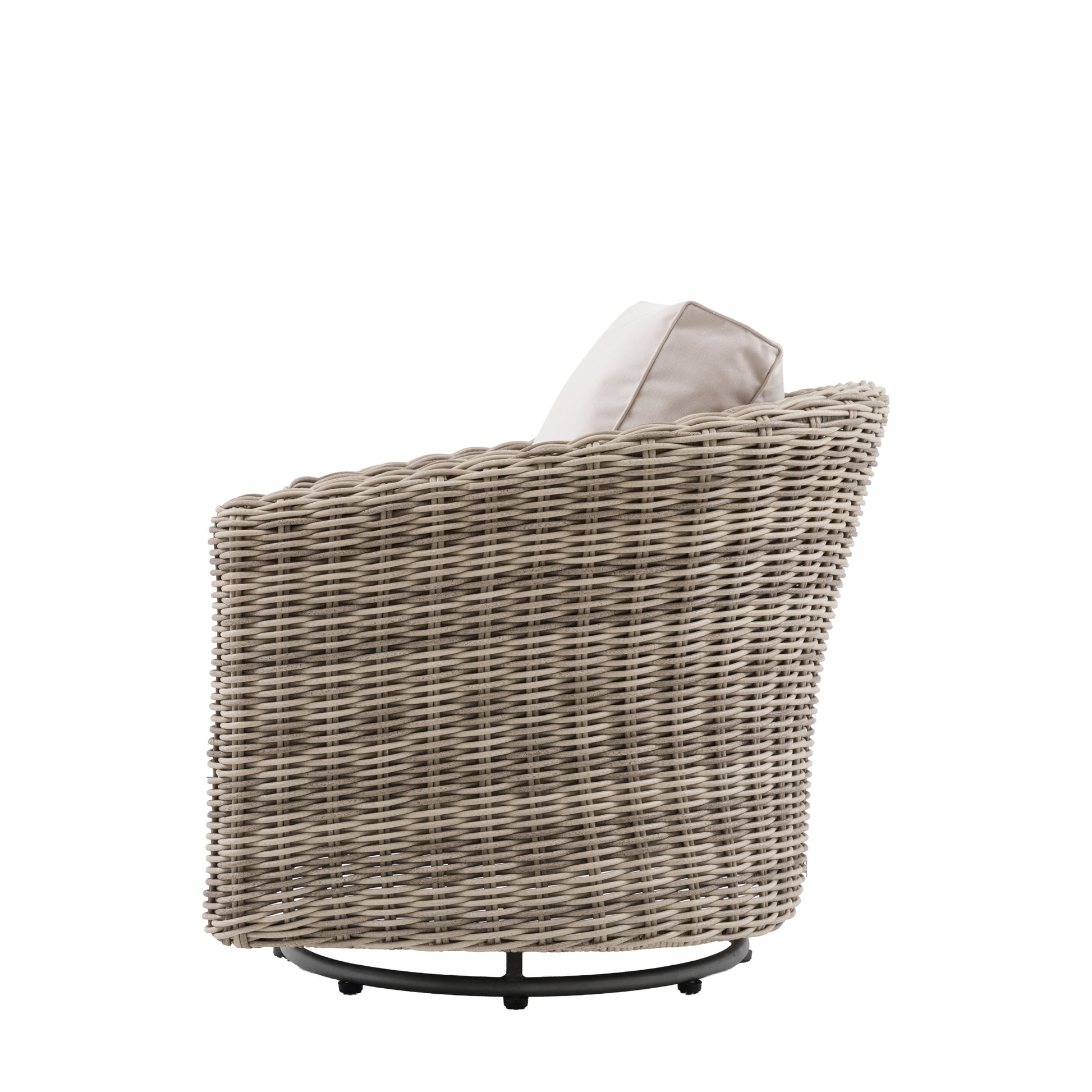 Gallery Garden Ragusa Swivel Chair features a 360 swivel function, poly rattan frame and extra-thick seat cushions