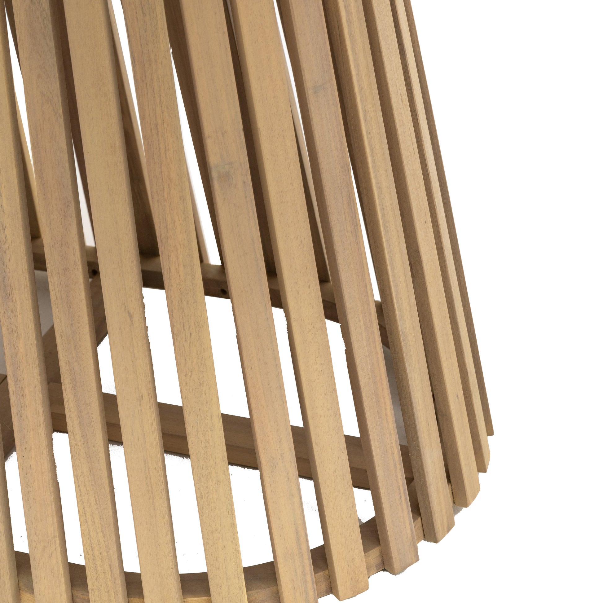 Gallery Garden Rialto Oval Dining Table features a striking slatted base in a natural acacia wood