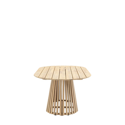 Gallery Garden Rialto Oval 6 Seater Dining Table with slatted table top and distinctive base in a premium natural acacia wood