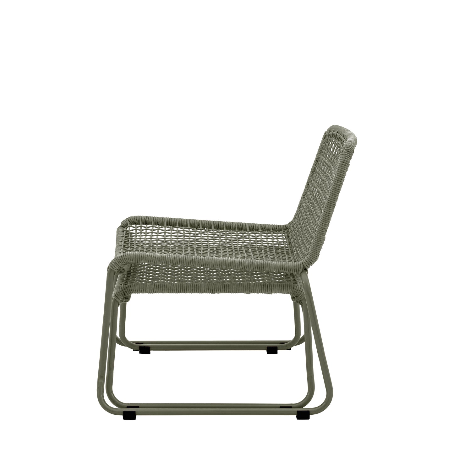 Gallery Garden Sassano Lounge Chair with Footstool in Green woven rope seat and back, with robust metal frame