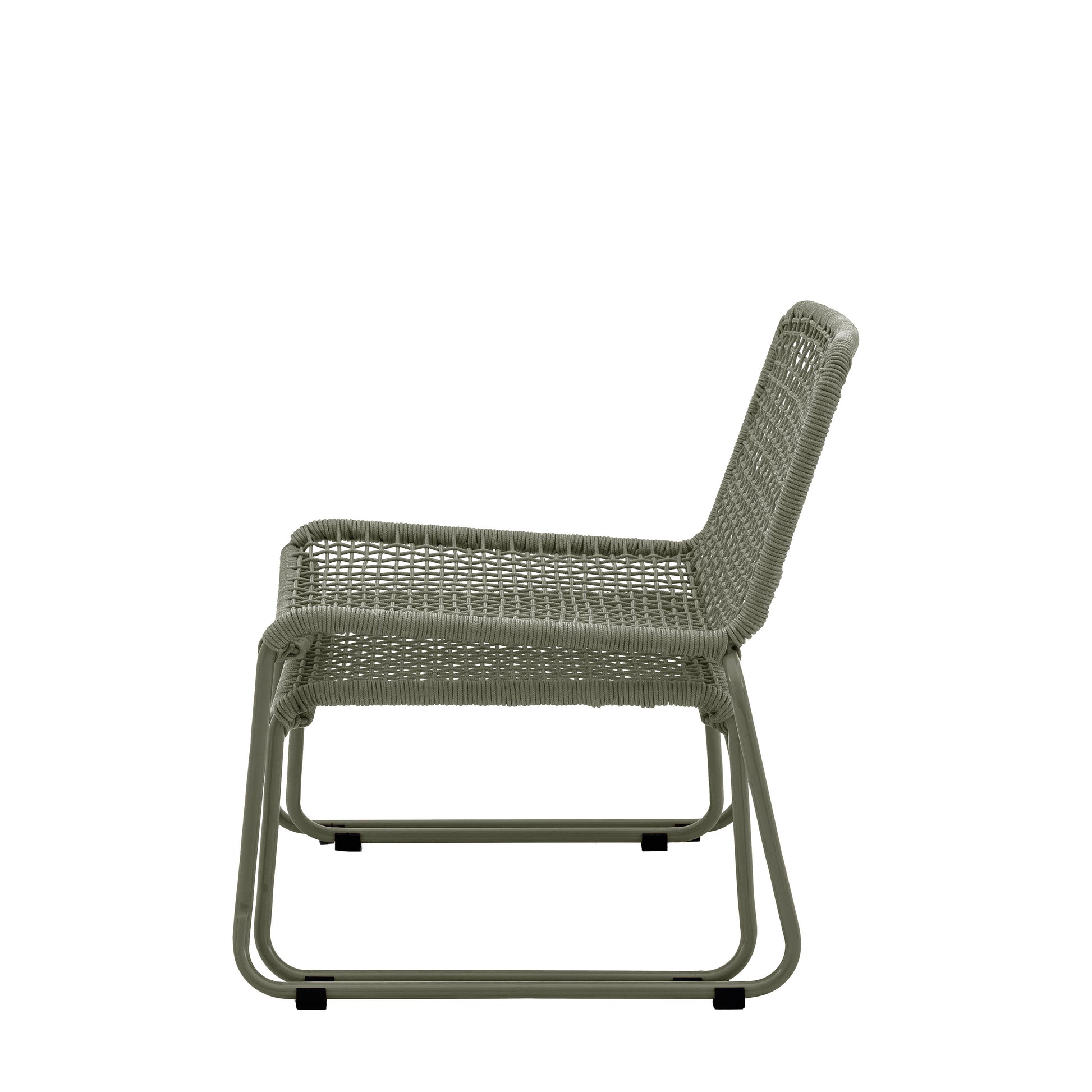 Gallery Garden Sassano Lounge Chair with Footstool in Green woven rope seat and back, with robust metal frame