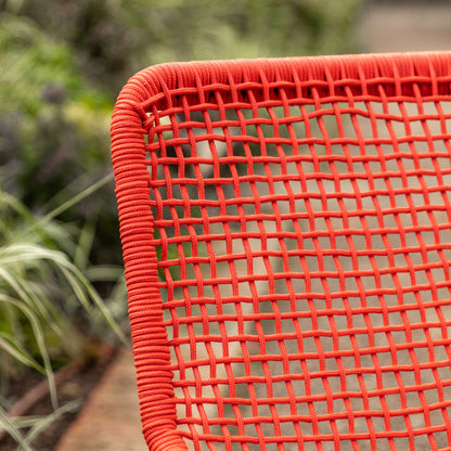 Gallery Garden Sassano Orange Lounge Chair with steel frame and rope woven seat and backrest, and a matching Footstool