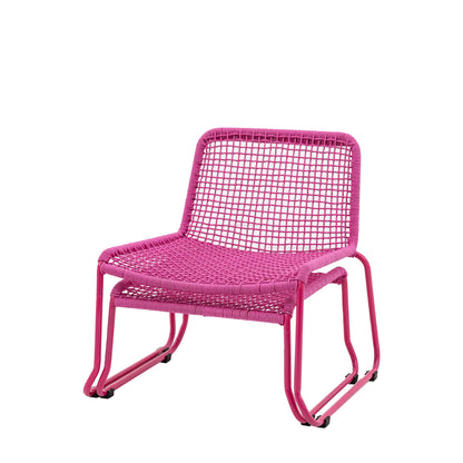 Gallery Garden Sassano Pink Lounge Chair with Footstool constructed from a robust steel frame with rope woven seat and backrest