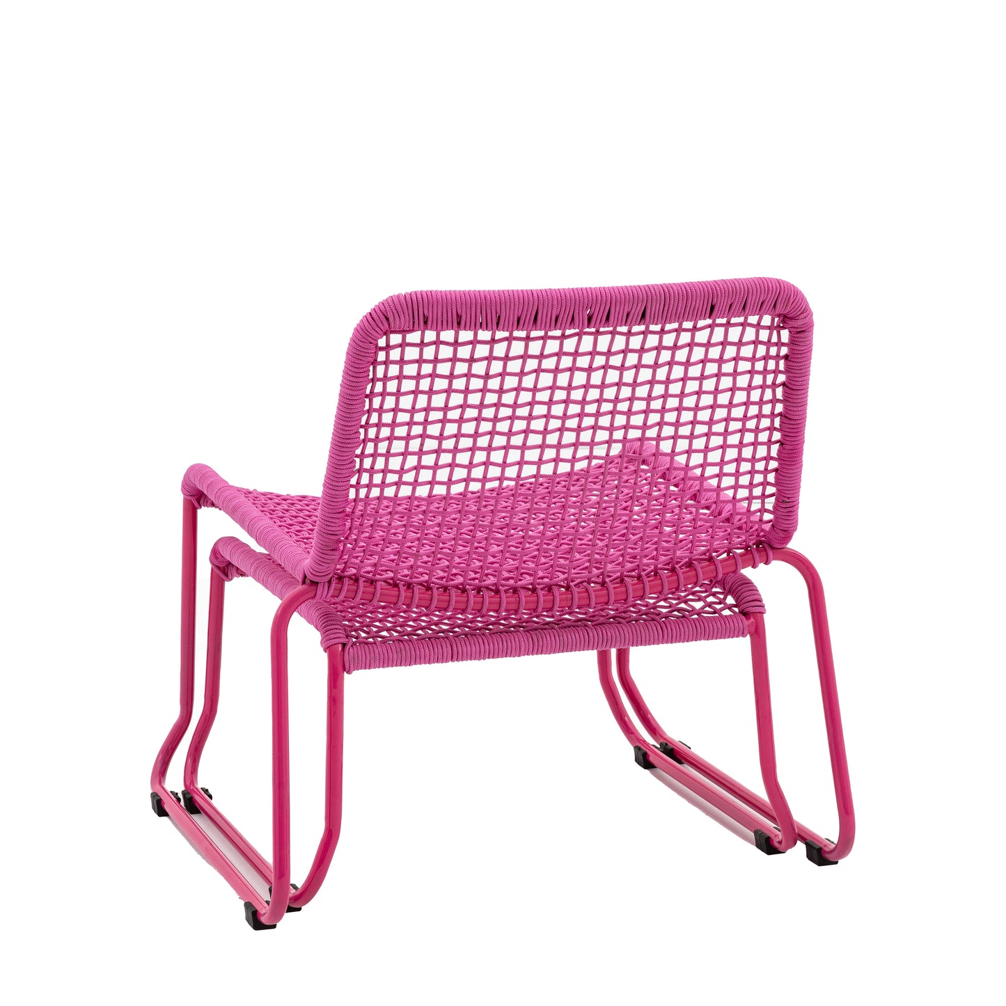 Gallery Garden Sassano Pink Lounge Chair is constructed from a steel frame with rope woven seat and backrest and a matching Footstool