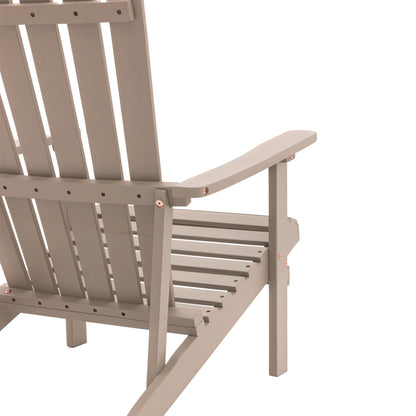 Gallery Garden Siena Adirondack Lounge Chair in Taupe painted wood with slatted seat and backrest