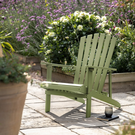 The Gallery Garden Siena Lounge Chair has a classic Adirondack style but with a contemporary appeal and colour palette, in striking Wasabi green
