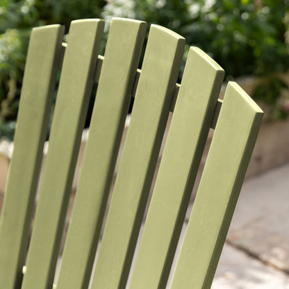 Gallery Garden Siena Lounge Chair in Wasabi features a slatted backrest and seat in a classic Adirondack style
