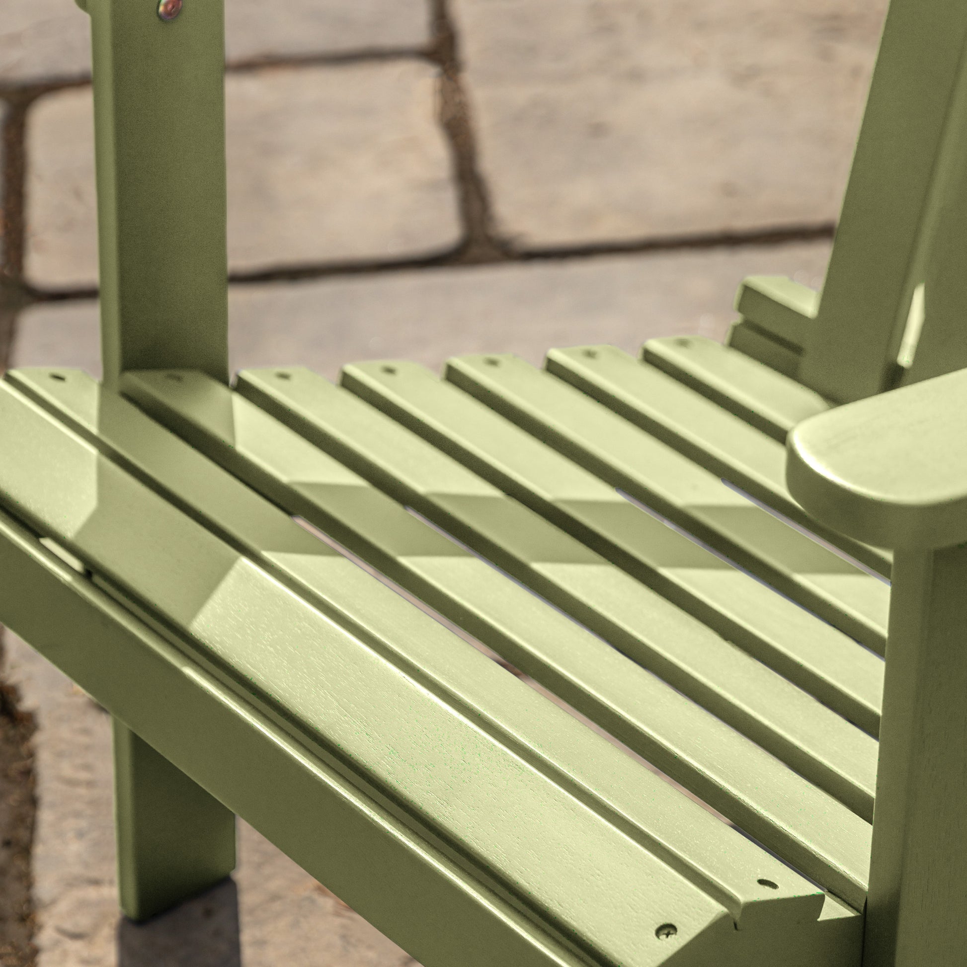 Gallery Garden Siena Adirondack Style Lounge Chair in Wasabi green colour, features slatted wooden seat and back rest