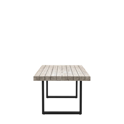 Gallery Garden Taranto 8 Seater Rectangular Dining Table is constructed from slatted grey acacia wood with black metal legs