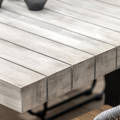 Gallery Garden Taranto 6 Seater Dining Table constructed from grey acacia wood with slatted table top