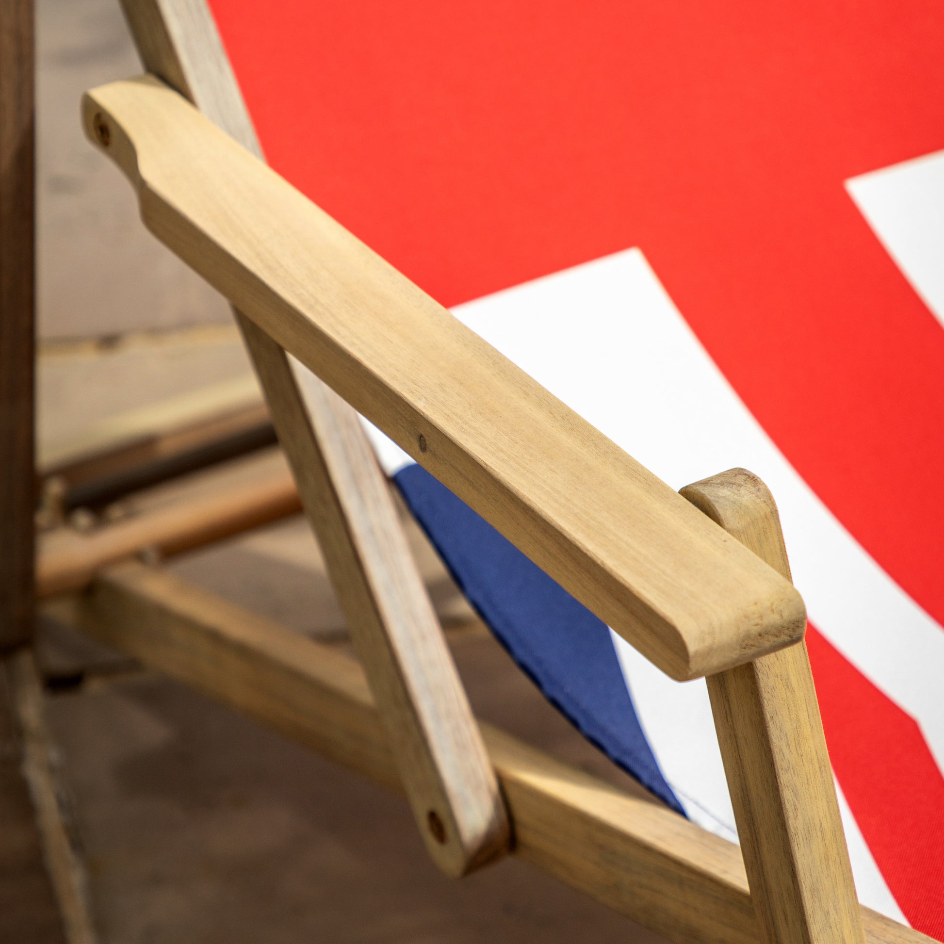 Gallery Garden Union Jack Deck Chair made from a lightweight wooden frame  with integrated armrests