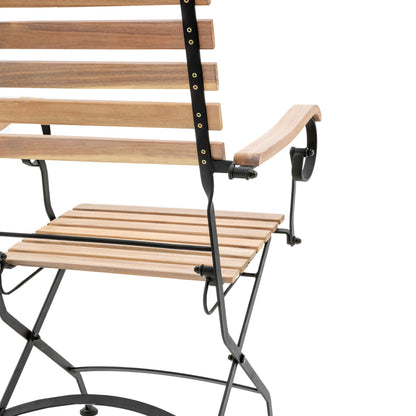Gallery Garden Valetta Folding Dining Set features 4 folding chairs with metal frame and slatted wood seat and backrest