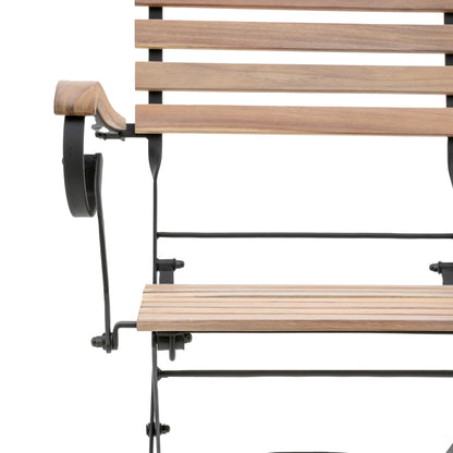 Gallery Garden Valetta Folding Dining Set comprises of a table and 4 matching chairs constructed from slatted wood and black metal frames with folding legs
