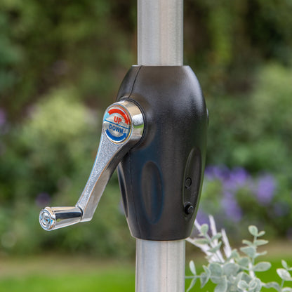 Gallery Garden Vazzano 2.7m Parasol in Cream has a winding handle mechanism for easy open and closing