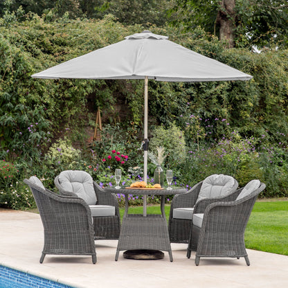 Gallery Garden Vazzano Grey Parasol measures 2x3m and has a durable aluminium frame