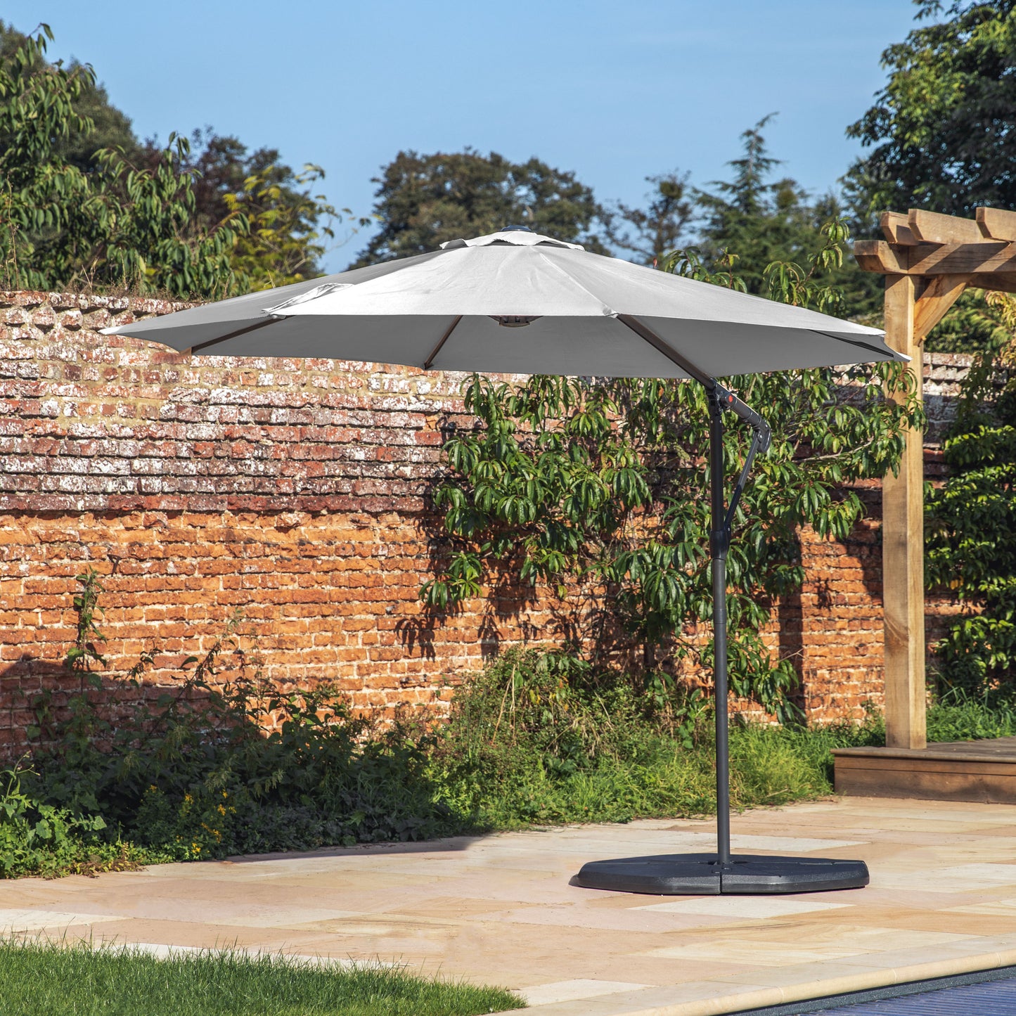 Gallery Garden Vazzano 3m Cantilever Parasol in Grey, with a durable aluminium frame and a push cantilever mechanism. Base available separately