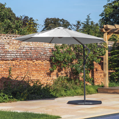 Gallery Garden Vazzano 3m Cantilever Parasol in Grey, with a durable aluminium frame and a push cantilever mechanism. Base available separately