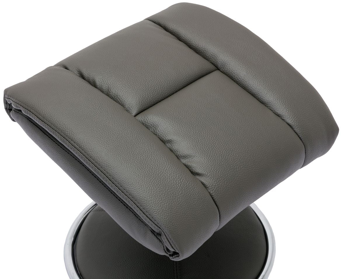 Global Furniture Alliance Biarritz Swivel Recliner Chair and matching footstool, upholstered in a plush Cinder colour faux leather