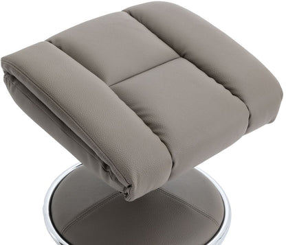 Global Furniture Alliance Biarritz Swivel Recliner Chair in plush Grey faux leather  with a matching footstool