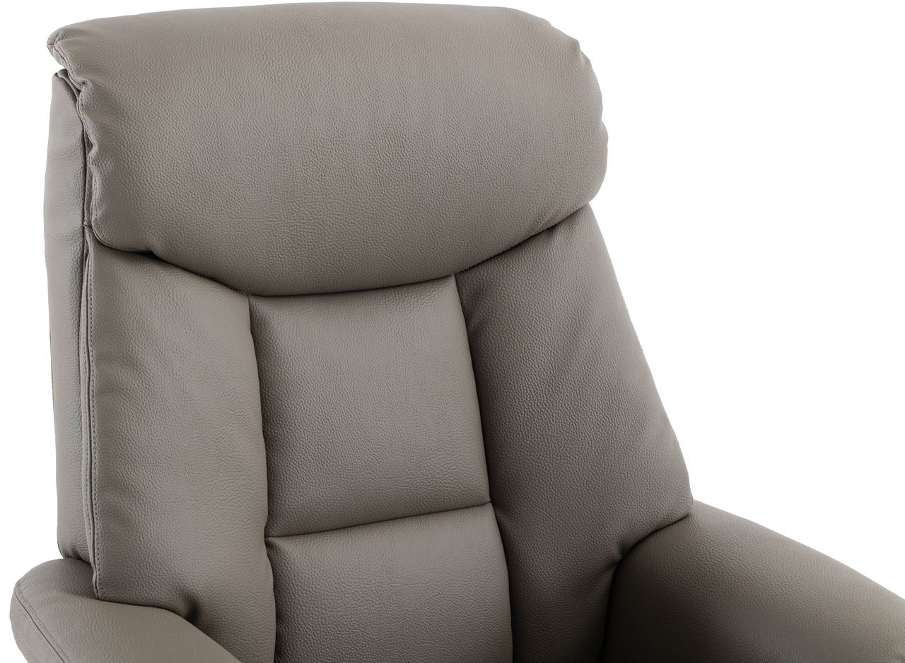 Global Furniture Alliance Biarritz Swivel Recliner Chair in Grey faux leather with a plush padded head and backrest