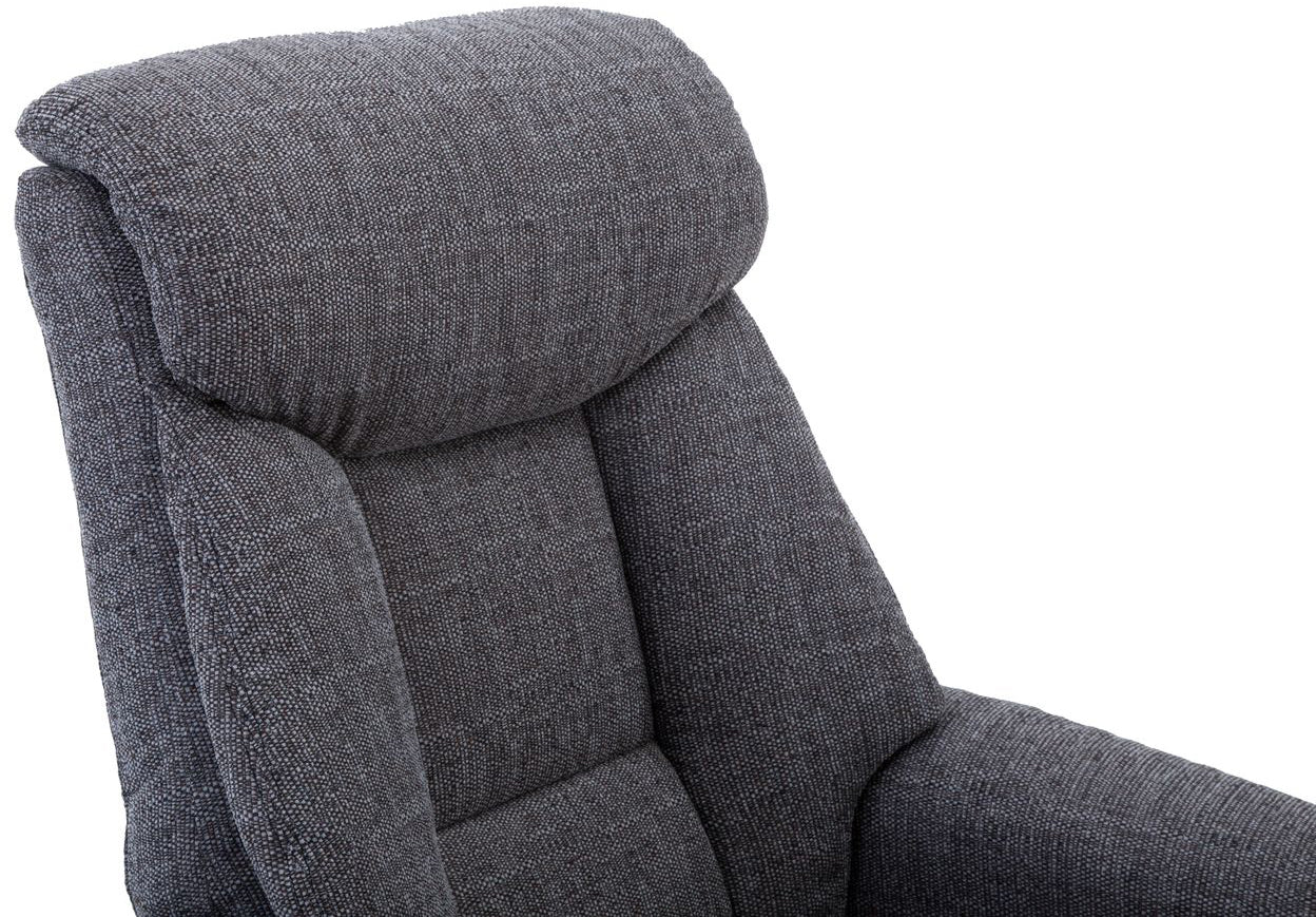 Global Furniture Alliance Biarritz Swivel Recliner Chair in Lisbon Grey with a sumptuously padded headrest for exceptional comfort