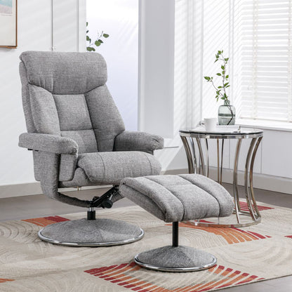 Global Furniture Alliance Biarritz Swivel Recliner Chair and matching footstool in Lisbon Rock fabric