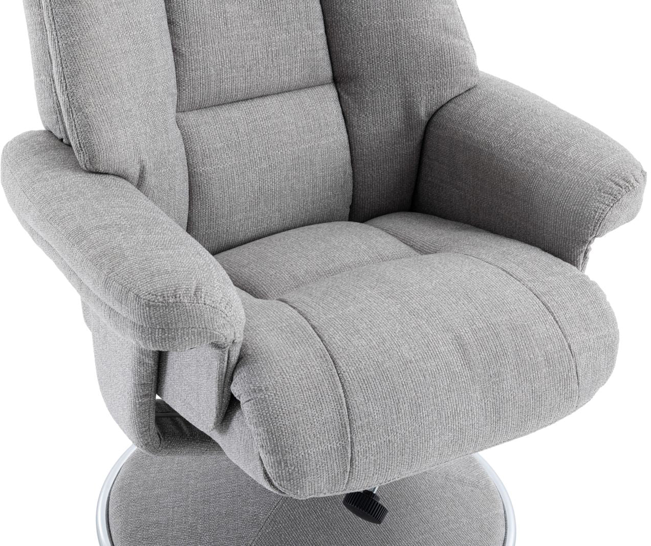 Global Furniture Alliance Biarritz Swivel Recliner Chair in Lisbon Silver soft touch upholstery