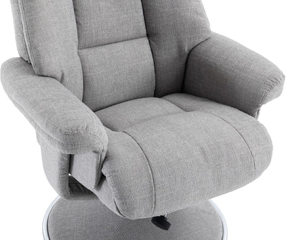 Global Furniture Alliance Biarritz Swivel Recliner Chair in Lisbon Silver soft touch upholstery