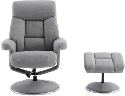 Global Furniture Alliance Biarritz Swivel Recliner Chair and footstool upholstered in Lisbon Silver fabric