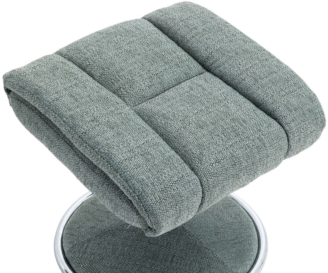 Global Furniture Alliance Biarritz Swivel Recliner Chair with a matching footstool upholstered in Lisbon Teal colour soft touch fabric 