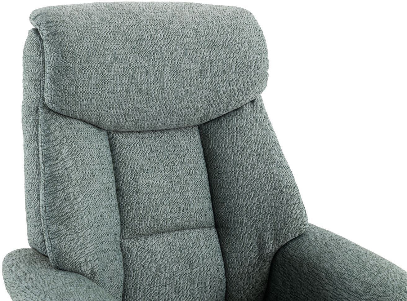 Global Furniture Alliance Biarritz Swivel Recliner Chair upholstered in a Lisbon Teal colour fabric with a sumptuous headrest for the ultimate relaxation