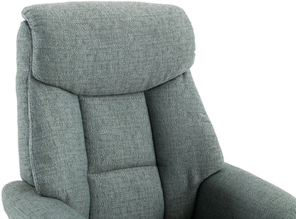 Global Furniture Alliance Biarritz Swivel Recliner Chair upholstered in a Lisbon Teal colour fabric with a sumptuous headrest for the ultimate relaxation
