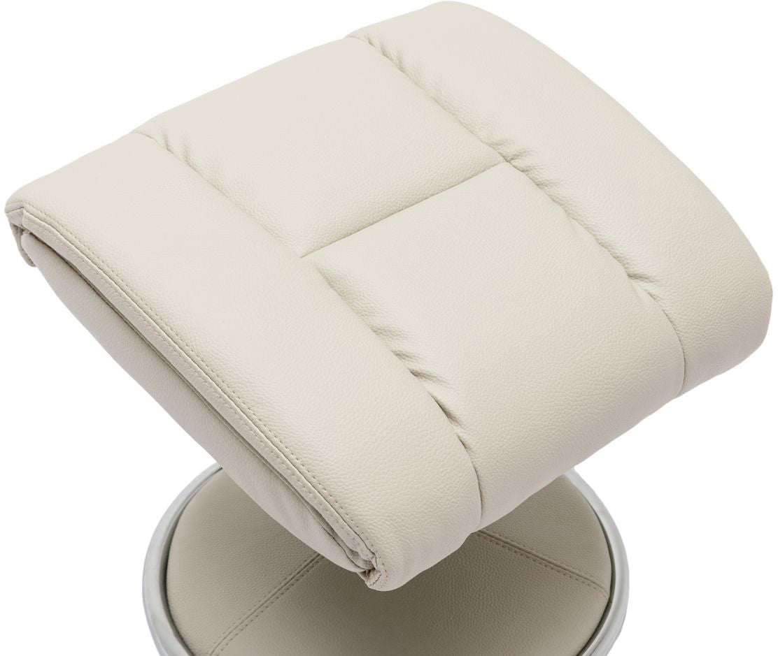 Global Furniture Alliance Biarritz Swivel Recliner Chair and matching footstool in Mushroom faux leather with a fabric covered metal base