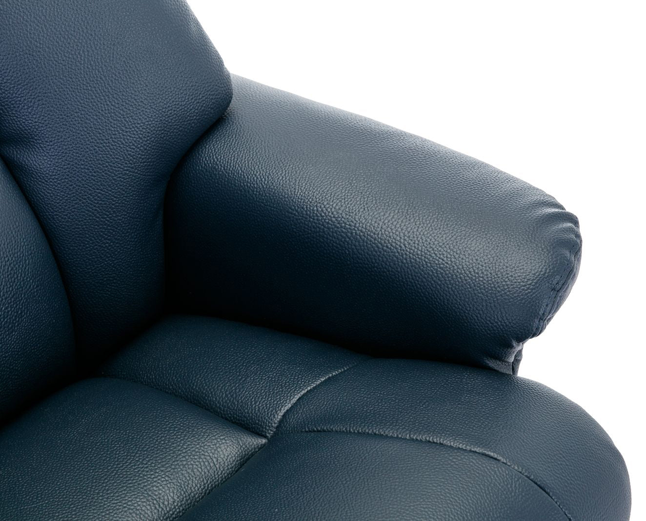 Global Furniture Alliance Biarritz Swivel Recliner Chair in Navy, upholstery in a soft padded faux leather for sumptuous comfort