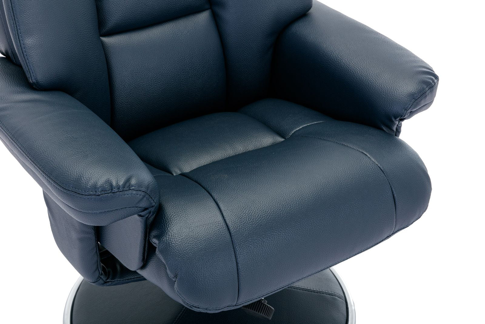 Global Furniture Alliance Biarritz Swivel Recliner Chair in soft padded navy coloured faux leather