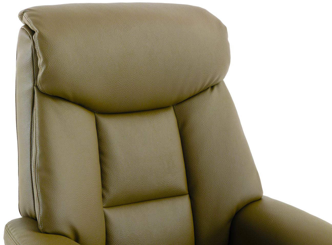 Global Furniture Alliance Biarritz Swivel Recliner Chair in Olive Green with a sumptuous padded faux leather headrest
