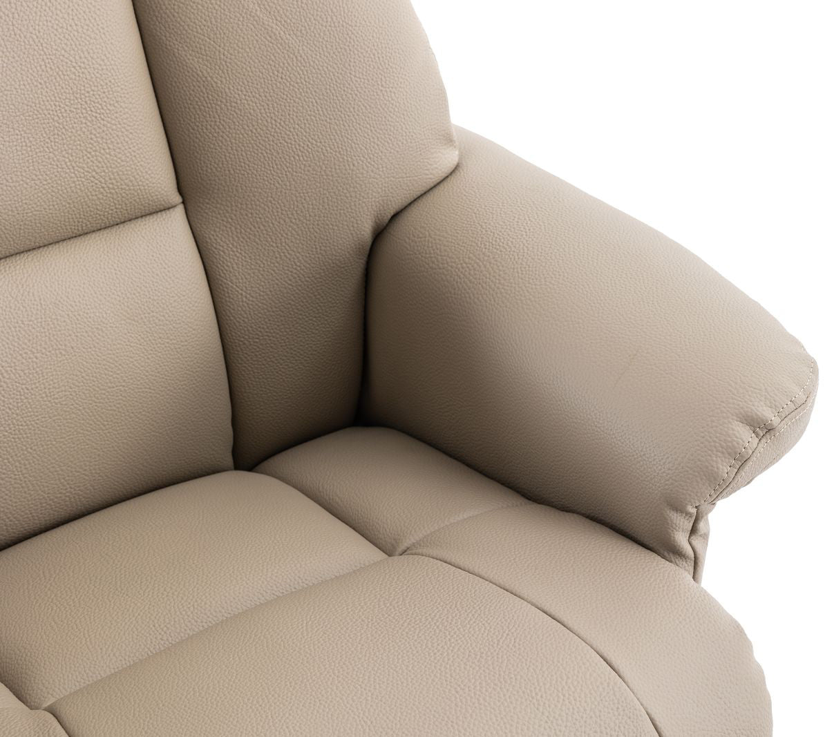 Global Furniture Alliance Biarritz Swivel Recliner Chair in Pebble colour faux leather with wrap around arm cushions for the ultimate support and comfort