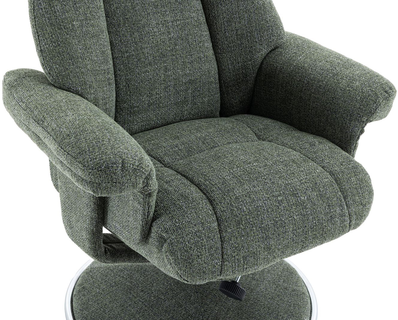 Global Furniture Alliance Denver Swivel and Recliner Chair in Chacha Fern Green upholstery with a fabric covered metal base