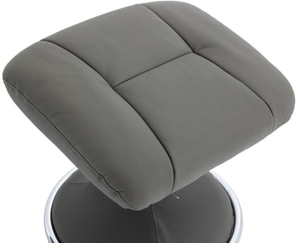 Global Furniture Alliance Denver Chair and matching footstool in Cinder coloured leather with a fabric covered metal base