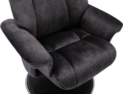Global Furniture Alliance Denver Swivel Chair in Liquorice colour, soft touch padded upholstery, with a matching fabric covered metal base