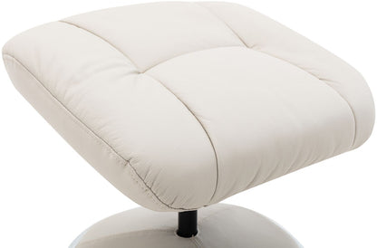 Global Furniture Alliance Denver Chair and matching Footstool in Mushroom coloured leather with a fabric covered metal base