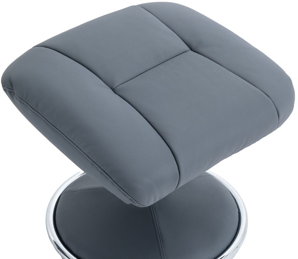 Global Furniture Alliance Denver Chair and footstool in Petrol Blue leather with a fabric covered metal base