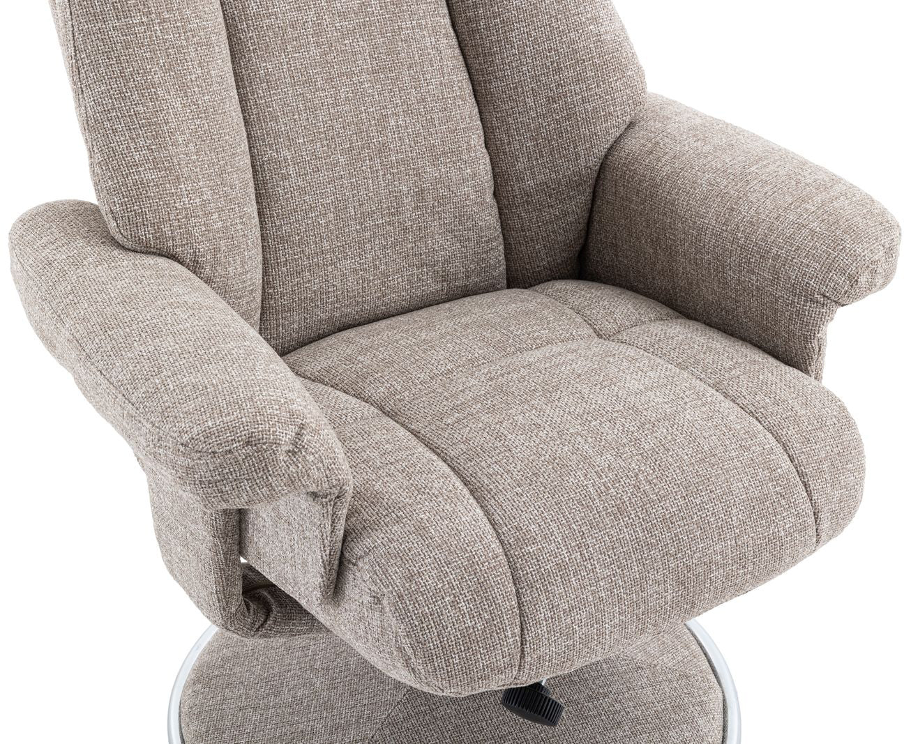 Global Furniture Alliance Denver Swivel Recliner Chair upholstered in Chacha Oat colour soft touch, padded fabric