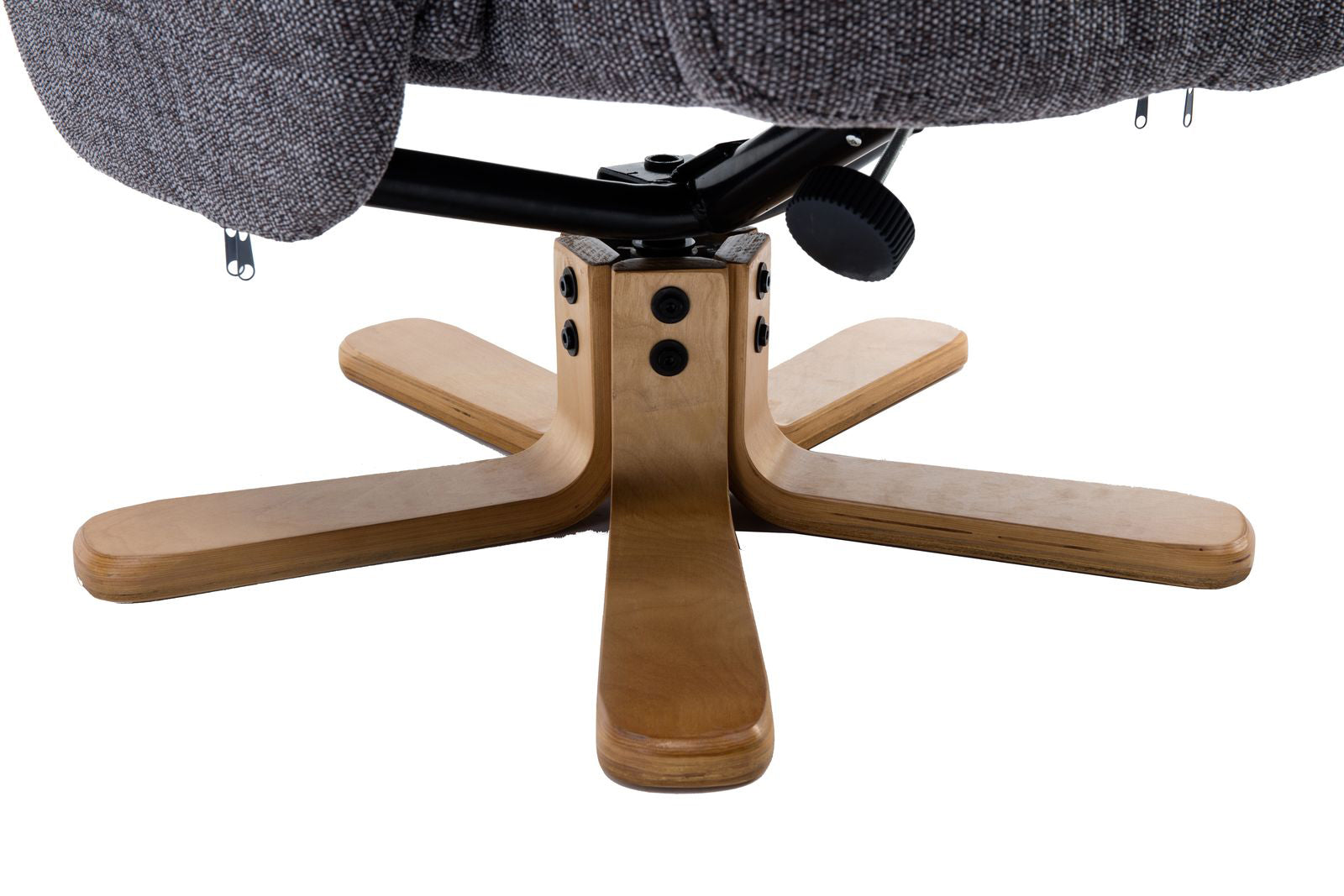 Global Furniture Alliance Dubai swivel Chair in Lisbon Grey fabric with a light colour wooden base