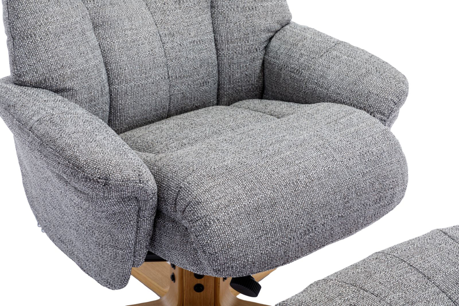 Global Furniture Alliance Dubai Swivel Recliner Chair and footstool in Lisbon Rock grey colour fabric
