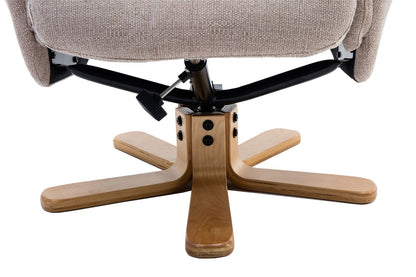 Global Furniture Alliance Dubai Swivel Recliner Chair in Lisbon Wheat colour with a light wooden base