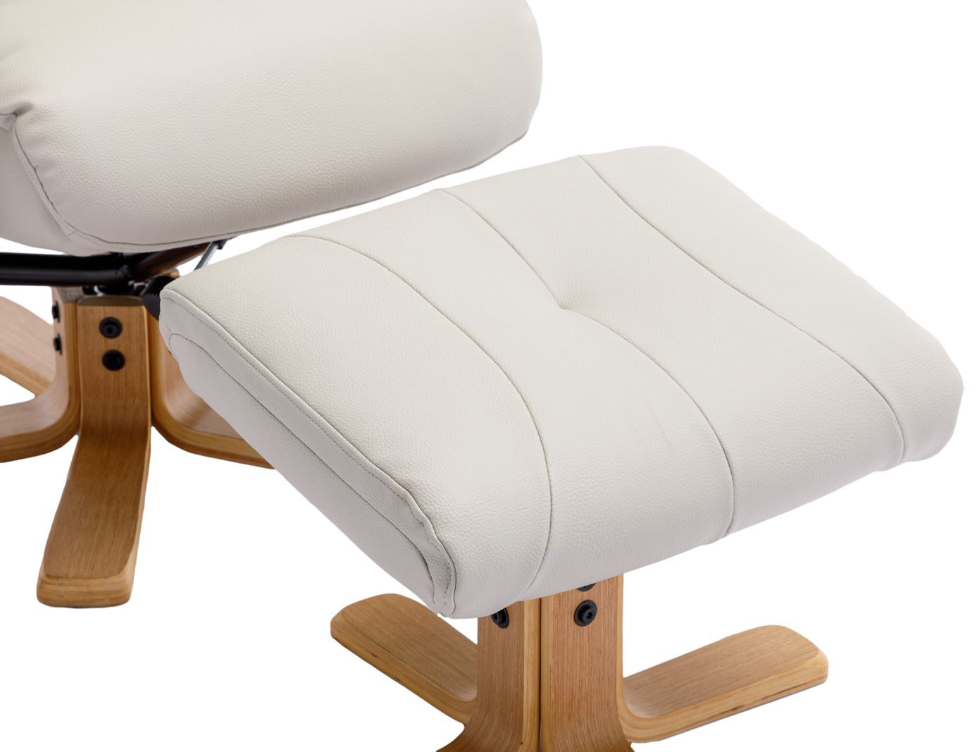 Global Furniture Alliance Dubai Chair and footstool in Mushroom coloured faux leather